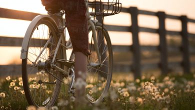 person riding bicycle near fence