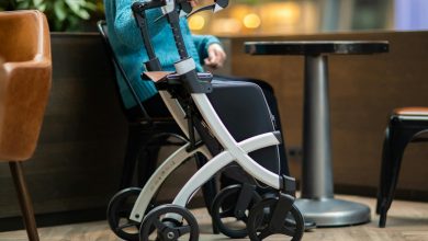 rollator walker with shopper bag